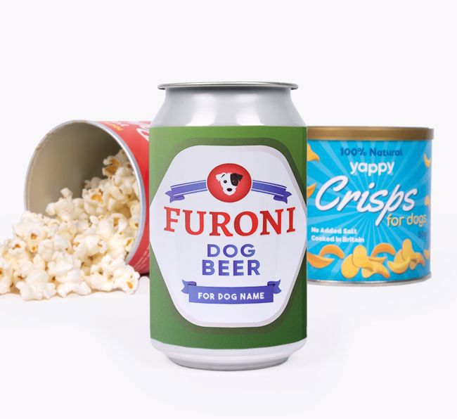 Furoni: Personalised {breedFullName} Beer with Popcorn & Crisps
